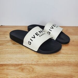Givenchy Logo Slide Sandals Size 43 EU 10 US Black White